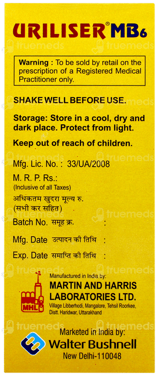 Uriliser Mb6 Lemon Flavour Sugar Free Solution 200ml