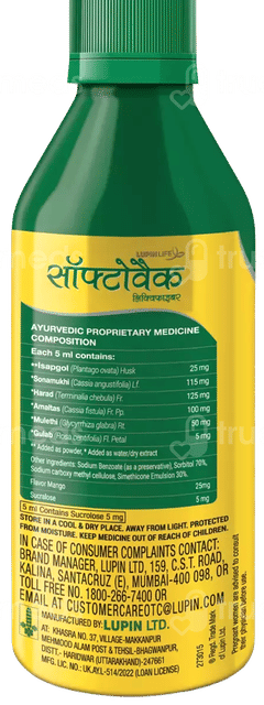 Softovac Liquifibre Mango Flavour Sugar Free Solution 225Ml