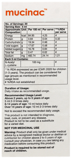 Mucinac Cherry Flavour Solution 100ml