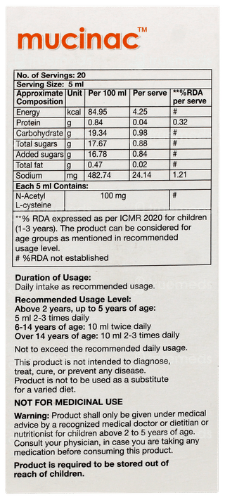 Mucinac Cherry Flavour Solution 100ml