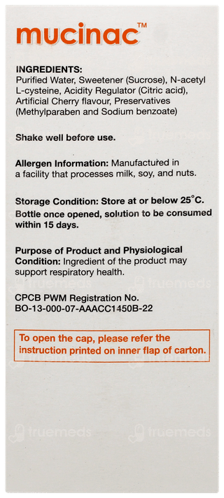 Mucinac Cherry Flavour Solution 100ml