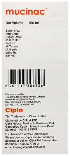 Mucinac Cherry Flavour Solution 100ml