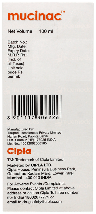 Mucinac Cherry Flavour Solution 100ml