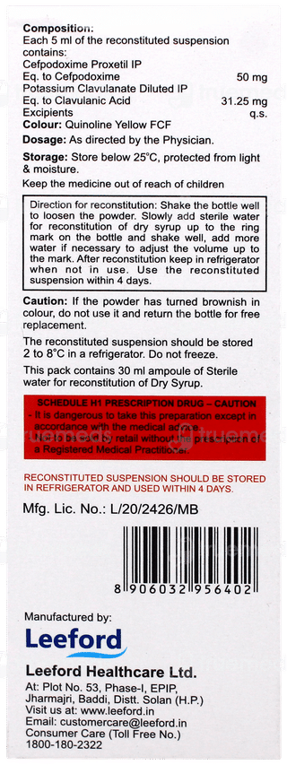 Cefredrox Cv Suspension 30ml