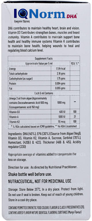 Iq Norm Dha Mango Flavour Suspension 200ml