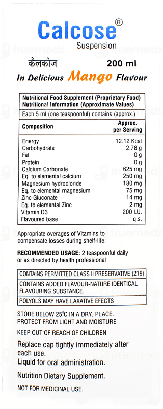 Calcose Mango Flavour Suspension 200 ML