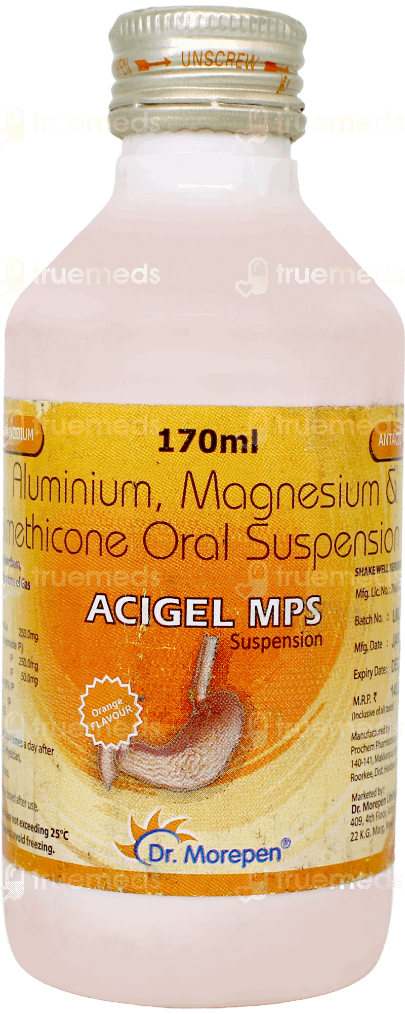 Acigel Mps Orange Flavour Suspension 170Ml