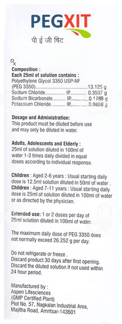 Pegxit Sugar Free Solution 200Ml Pegxit Sugar Free Solution 200Ml