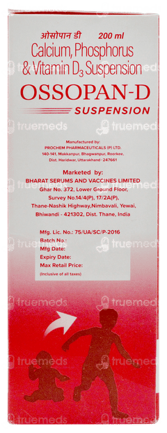 Ossopan D Strawberry Flavour Suspension 200ml Ossopan D Strawberry Flavour Suspension 200ml