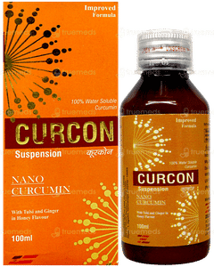 Curcon Improved Formula With Tulsi And Ginger In Honey Flavour Suspension 100ml Curcon Improved Formula With Tulsi And Ginger In Honey Flavour Suspension 100ml
