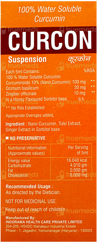 Curcon Improved Formula With Tulsi And Ginger In Honey Flavour Suspension 100ml