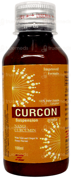 Curcon Improved Formula With Tulsi And Ginger In Honey Flavour Suspension 100ml Curcon Improved Formula With Tulsi And Ginger In Honey Flavour Suspension 100ml