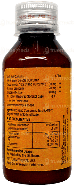 Curcon Improved Formula With Tulsi And Ginger In Honey Flavour Suspension 100ml Curcon Improved Formula With Tulsi And Ginger In Honey Flavour Suspension 100ml