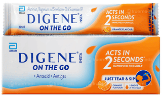 Digene Insta On The Go Orange Flavour Shots 10ml Pack Of 5 Suspensions