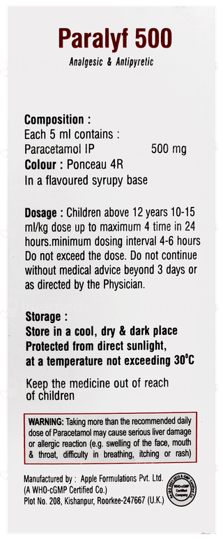 Paralyf 500 Strawberry Flavor Suspension 60ml