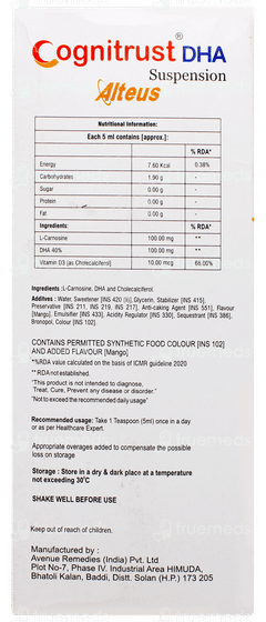 Cognitrust Dha Mango Flavour Sugar Free Suspension 200ml