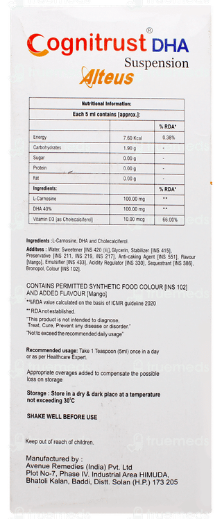 Cognitrust Dha Mango Flavour Sugar Free Suspension 200ml