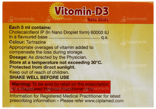 Vitomin D3 Nano Shots Sugar Free Solution 5Ml