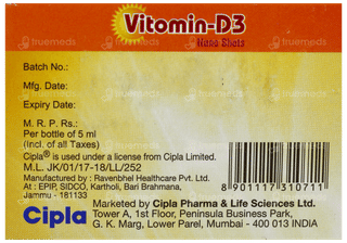 Vitomin D3 Nano Shots Sugar Free Solution 5Ml