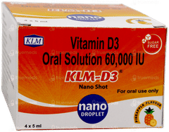 Klm D3 Nano Shot Pineneapple Flavour Sugar Free Solution 5Ml