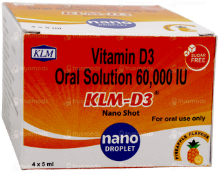 Klm D3 Nano Shot Pineneapple Flavour Sugar Free Solution 5Ml