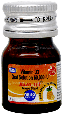 Klm D3 Nano Shot Pineneapple Flavour Sugar Free Solution 5Ml