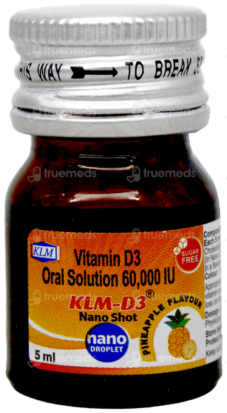 Klm D3 Nano Shot Pineneapple Flavour Sugar Free Solution 5Ml