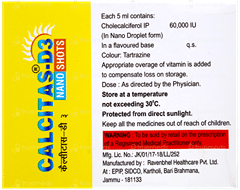 Calcitas D3 Nano Shot Mixed Fruit Flavour Sugar Free Solution 5Ml