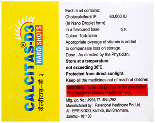 Calcitas D3 Nano Shot Mixed Fruit Flavour Sugar Free Solution 5Ml