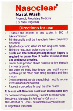 Nasoclear Nasal Wash 5gm Refill Pack Of 10 Sachets