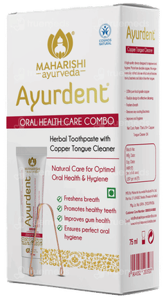 Maharishi Ayurveda Ayurdent Classic Herbal Toothpaste 75ml With Copper Tongue Cleaner Combipack 1