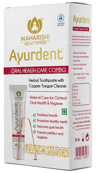 Maharishi Ayurveda Ayurdent Classic Herbal Toothpaste 75ml With Copper Tongue Cleaner Combipack 1