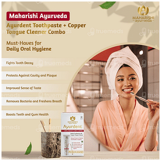 Maharishi Ayurveda Ayurdent Classic Herbal Toothpaste 75ml With Copper Tongue Cleaner Combipack 1