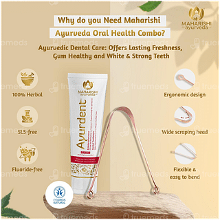 Maharishi Ayurveda Ayurdent Classic Herbal Toothpaste 75ml With Copper Tongue Cleaner Combipack 1