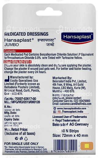 Hansaplast Jumbo Antiseptic Larger Wound Pad 10