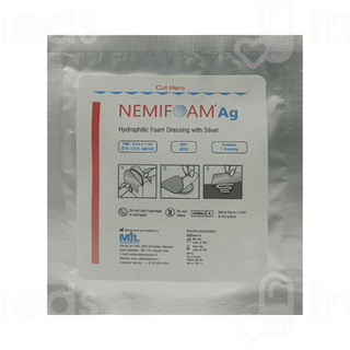 Nemifoam Ag 5cm X 7cm Hydrophilic Foam Dressing With Silver Pad 1