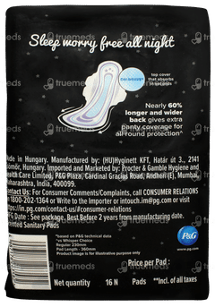 Whisper Bindazzz Nights Xxl+ Sanitary Pads 16