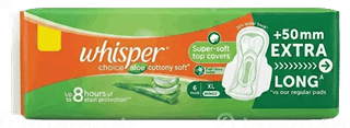 Whisper Choice Aloe Cottony Soft Xl Wings Sanitary Pads 6