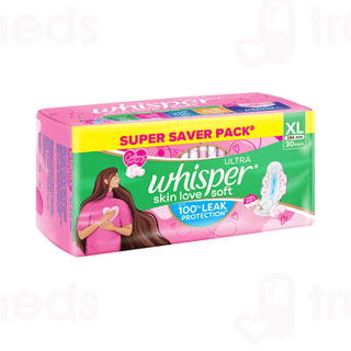 Whisper Ultra Soft Xl Sanitary Pads 30