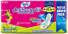 Sofy Antibacteria 99.9% Sanitary Pads Ultra Slim Super Xl+ 44 Pad
