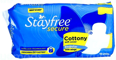 Stayfree Secure Cottony Soft Cover Regular With Wings Sanitary Pads 18 Stayfree Secure Cottony Soft Cover Regular With Wings Sanitary Pads 18