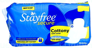 Stayfree Secure Cottony Soft Cover Regular With Wings Sanitary Pads 18