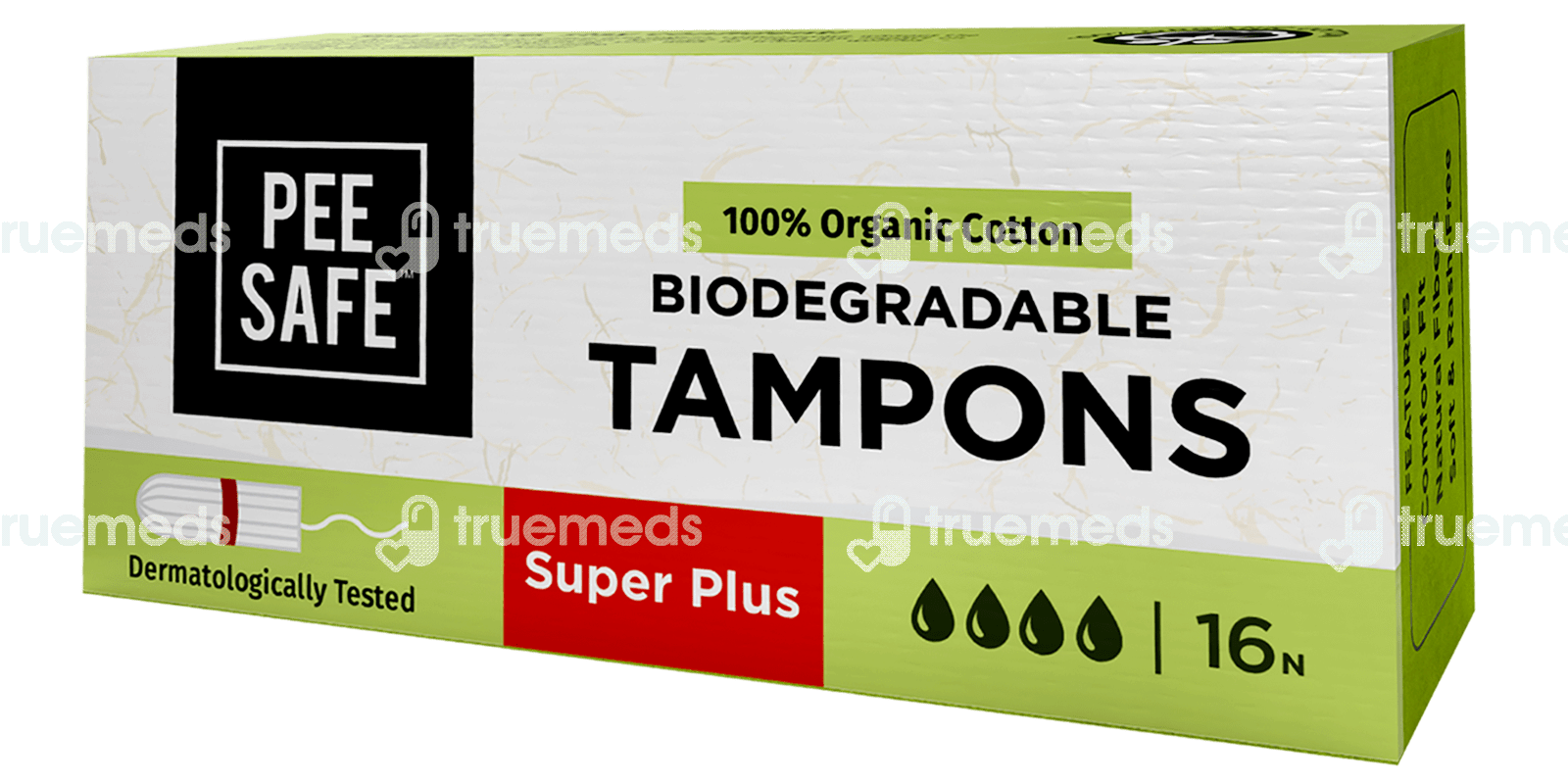 Pee Safe Organic Cotton Tampon Super Plus 16 Uses, Side Effects