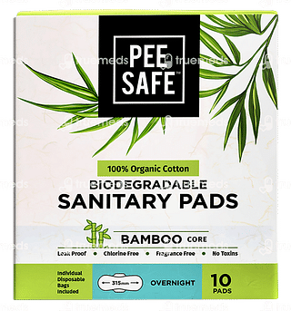 Pee Safe Biodegradable Sanitary Pads Overnight Pack Of 10