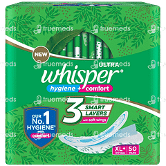 Whisper Ultra New Hygiene + Comfort Xl+ Sanitary Pads 50