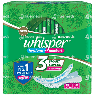 Whisper Ultra Clean Hygiene Comfort Sanitary Pads Xl+ Sanitary Pads 50