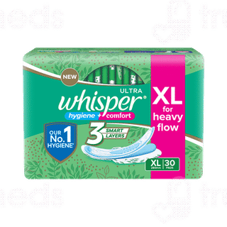 Whisper Ultra New Clean Hygiene + Comfort Xl Sanitary Pads 30
