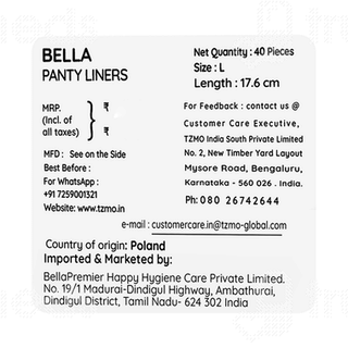 Bella Intima Plus Large Pantyliners Pads 40