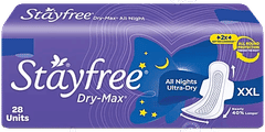 Stayfree Dry Max All Night Ultra Dry Xxl Sanitary Pads 28