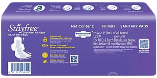 Stayfree Dry Max All Night Ultra Dry Xxl Sanitary Pads 28